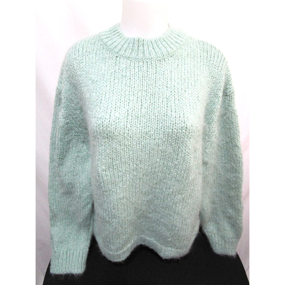 EUC! Zara Mint Green Thick Crew Neck Oversize Sweater Women Sz M - Picture 1 of 8